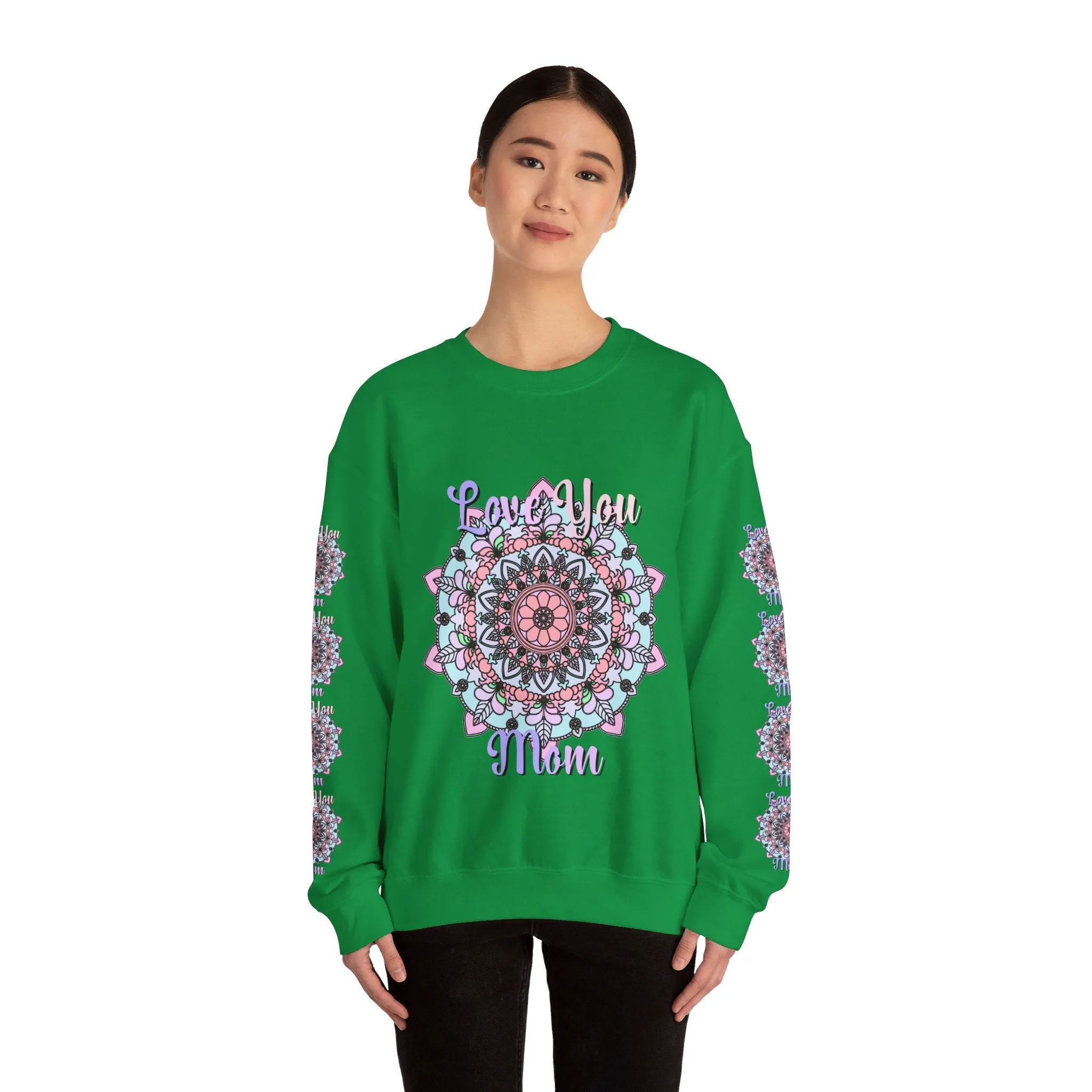 Handmade Mandala Sweatshirt for Mom - Love You Mom