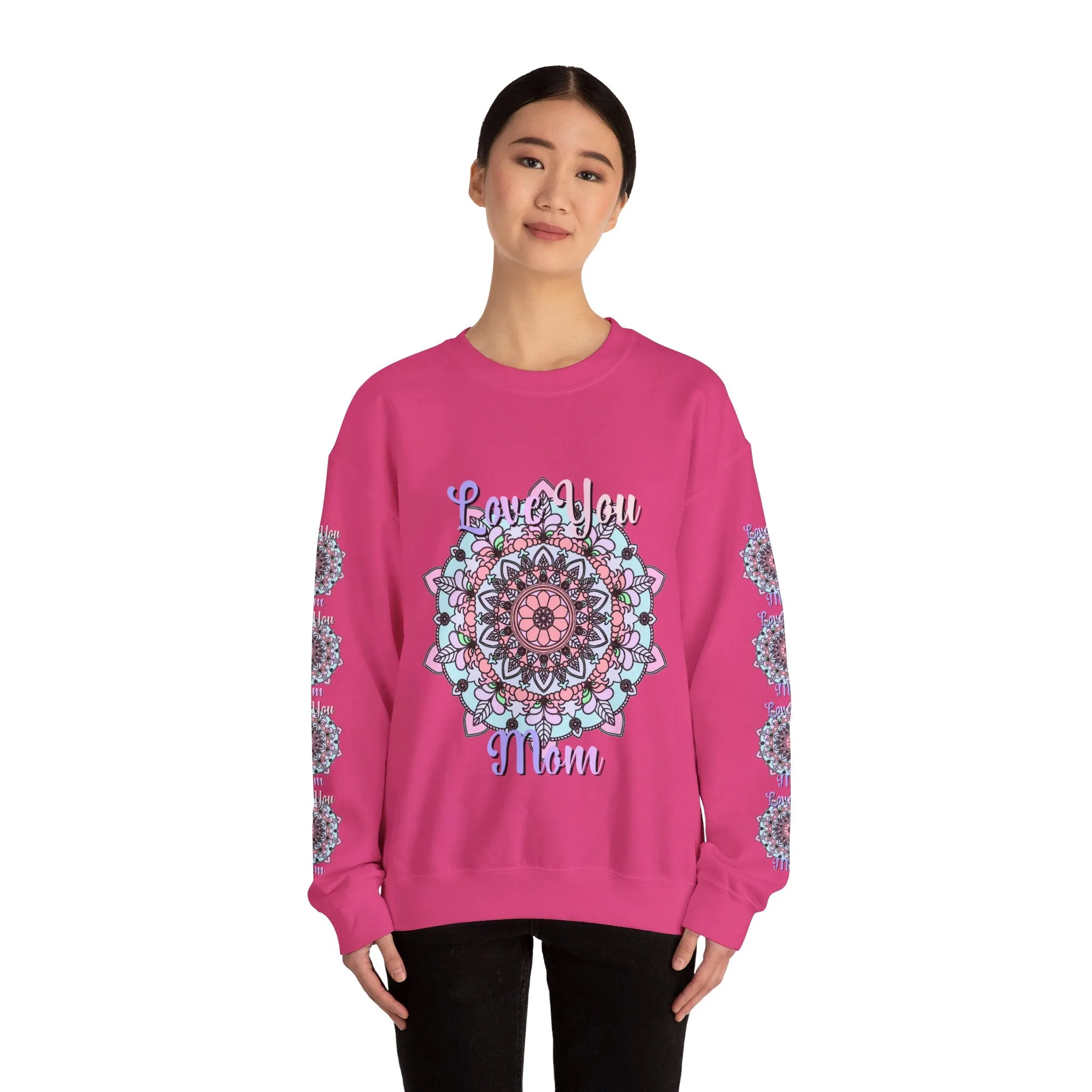 Handmade Mandala Sweatshirt for Mom - Love You Mom