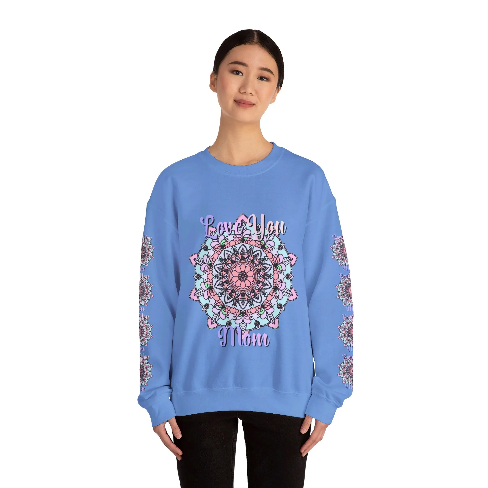 Handmade Mandala Sweatshirt for Mom - Love You Mom