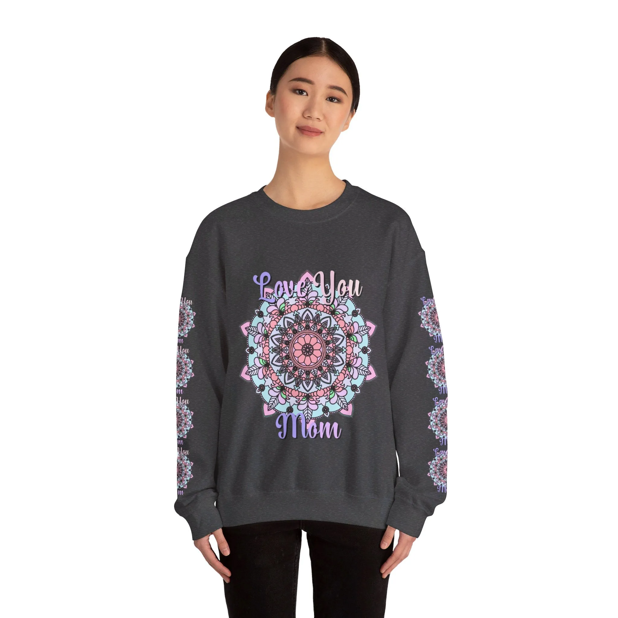 Handmade Mandala Sweatshirt for Mom - Love You Mom