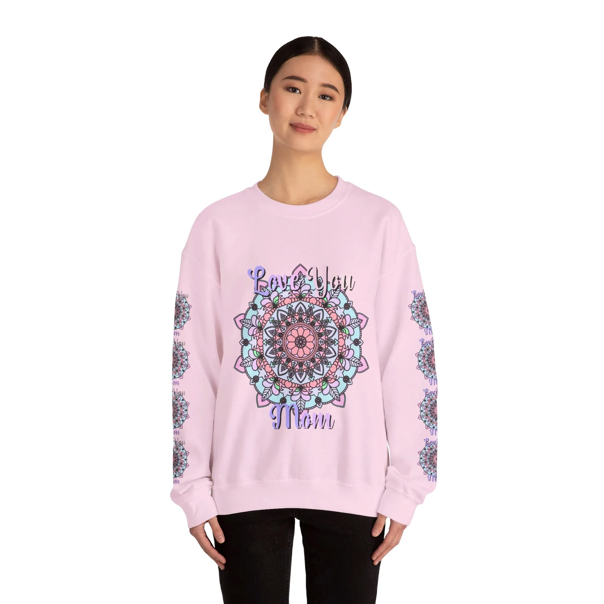 Handmade Mandala Sweatshirt for Mom - Love You Mom