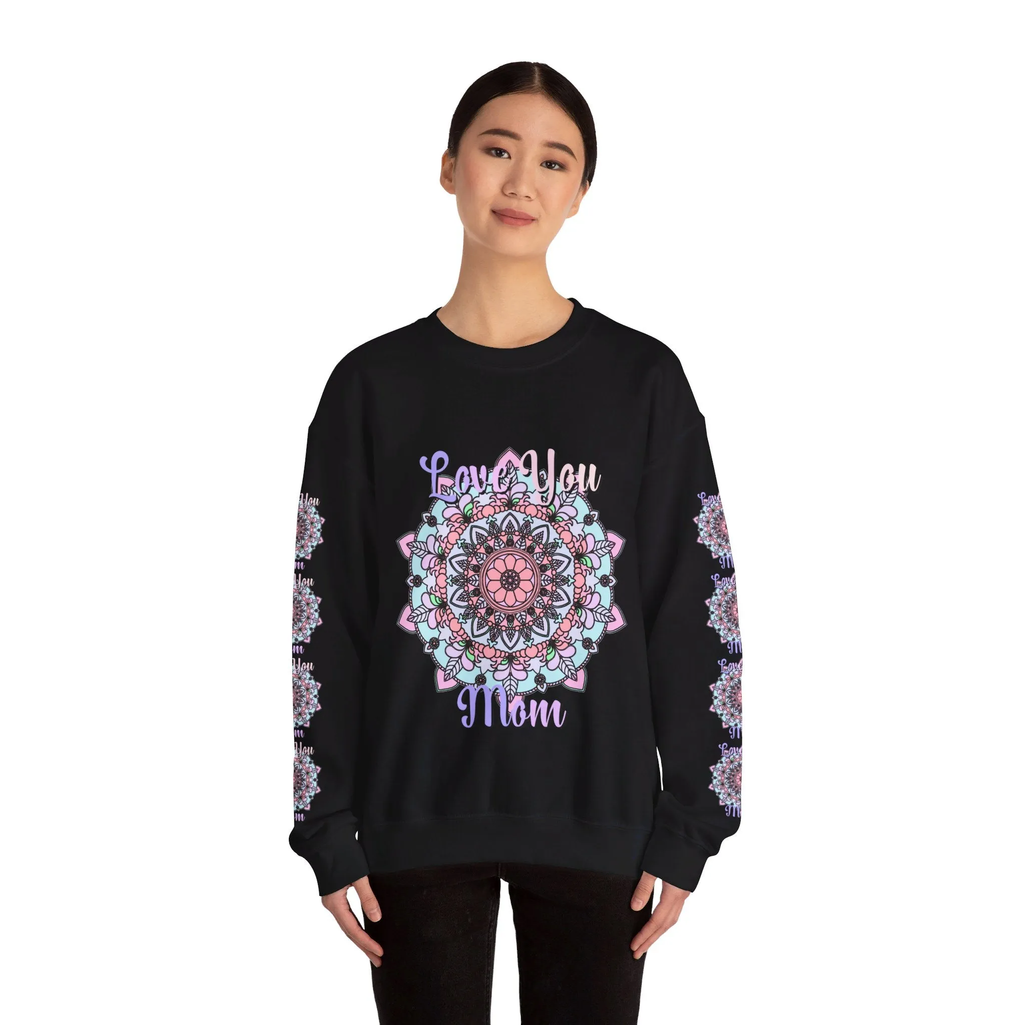 Handmade Mandala Sweatshirt for Mom - Love You Mom