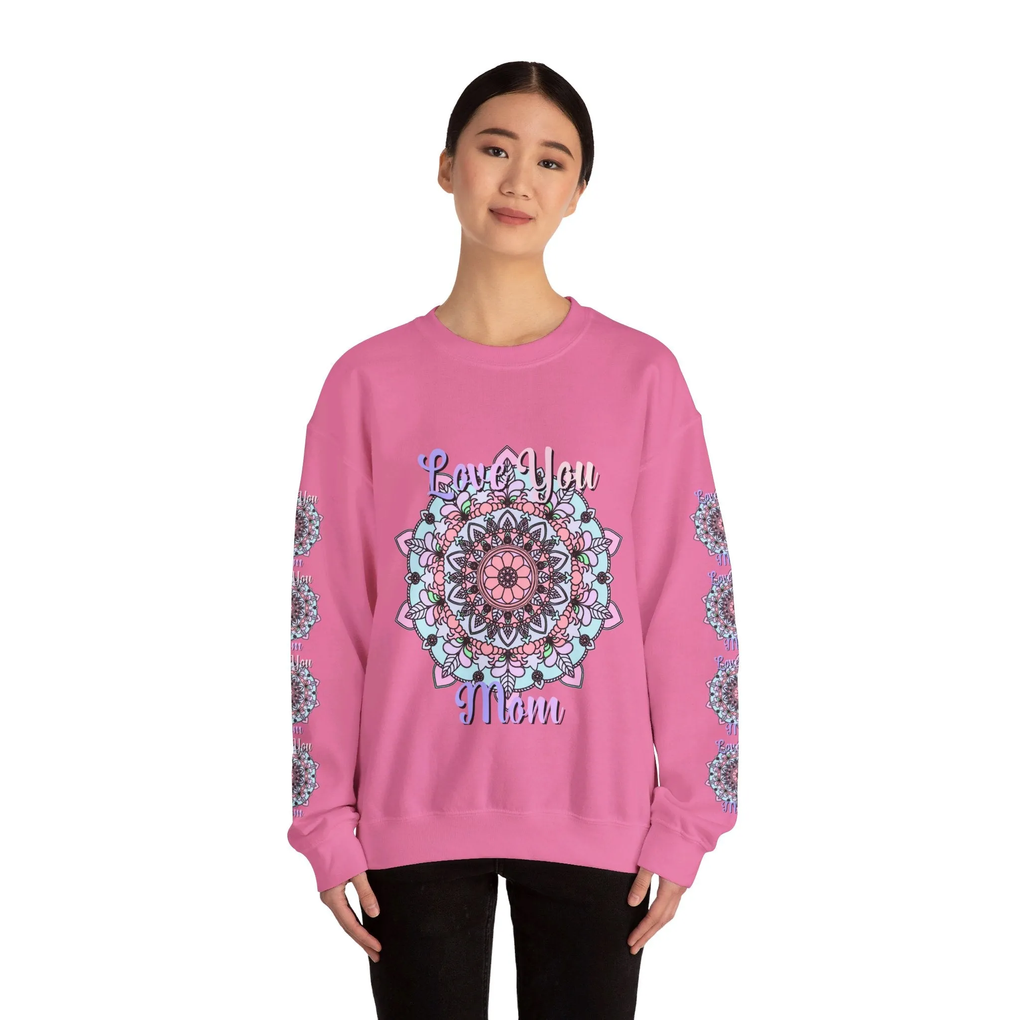Handmade Mandala Sweatshirt for Mom - Love You Mom