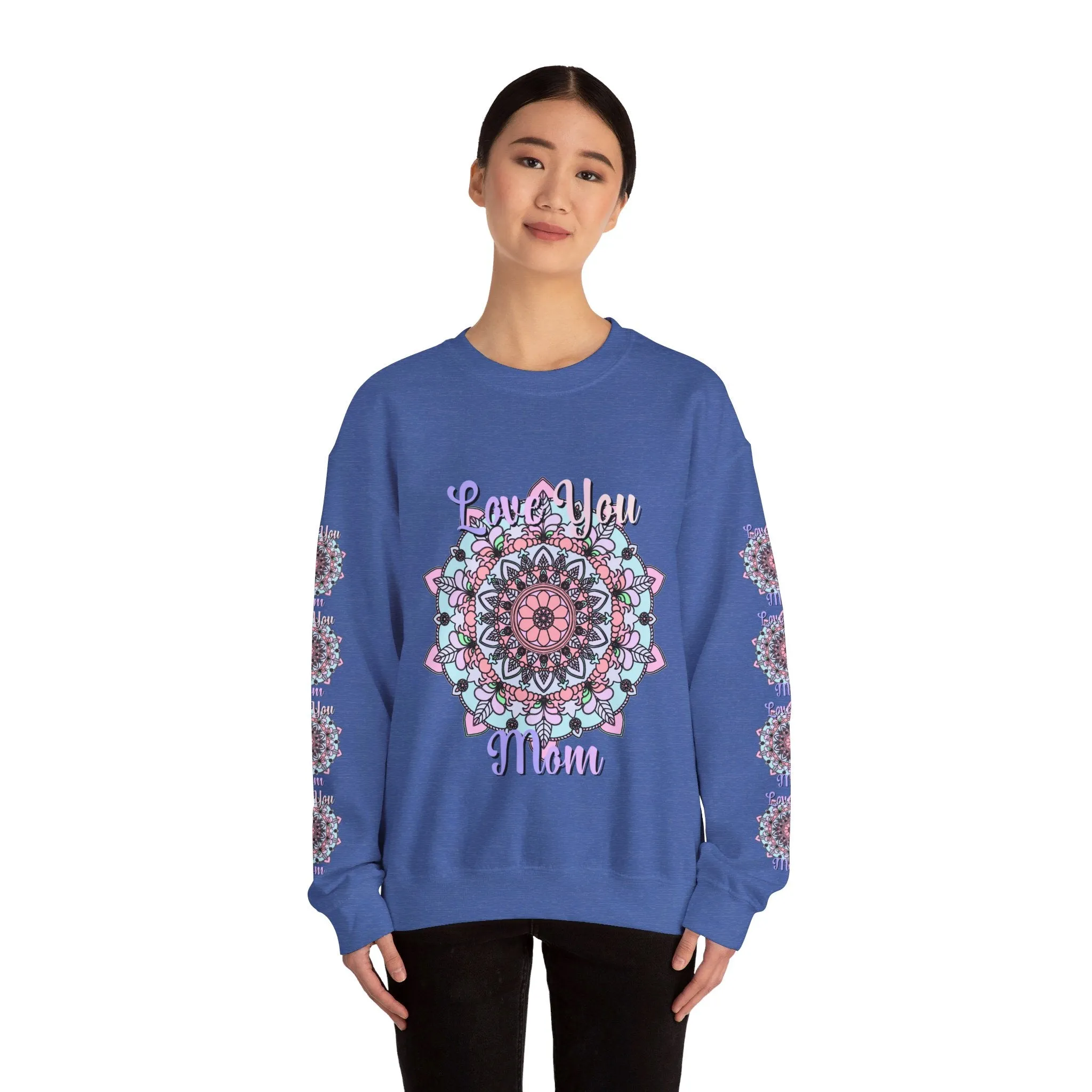 Handmade Mandala Sweatshirt for Mom - Love You Mom