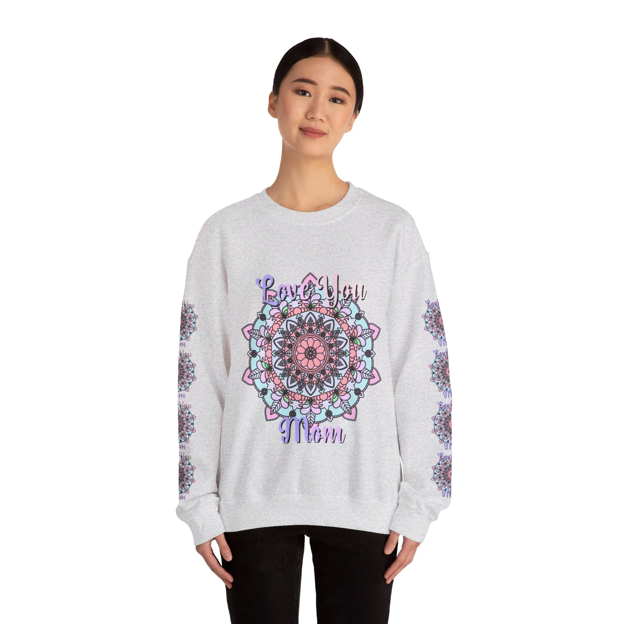 Handmade Mandala Sweatshirt for Mom - Love You Mom