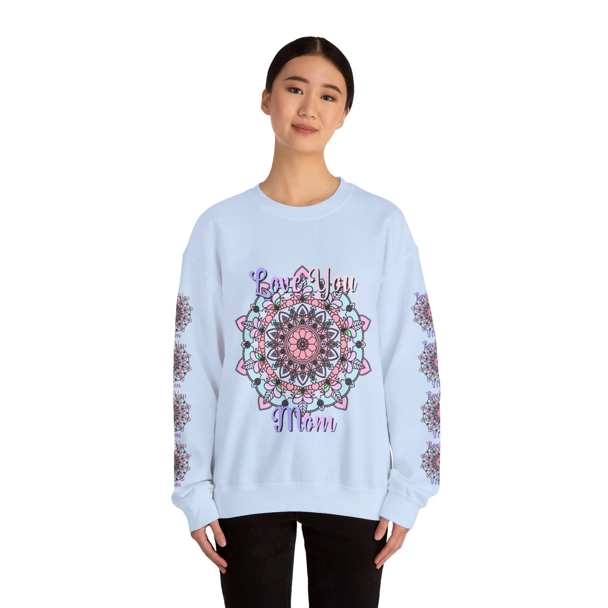 Handmade Mandala Sweatshirt for Mom - Love You Mom