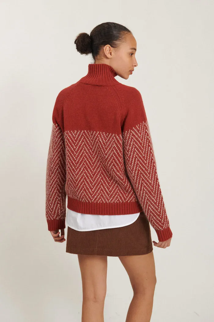 Henny Raglan T-Neck - Cinnabar / natural melange