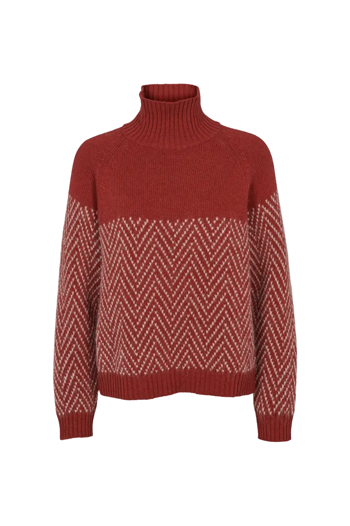 Henny Raglan T-Neck - Cinnabar / natural melange