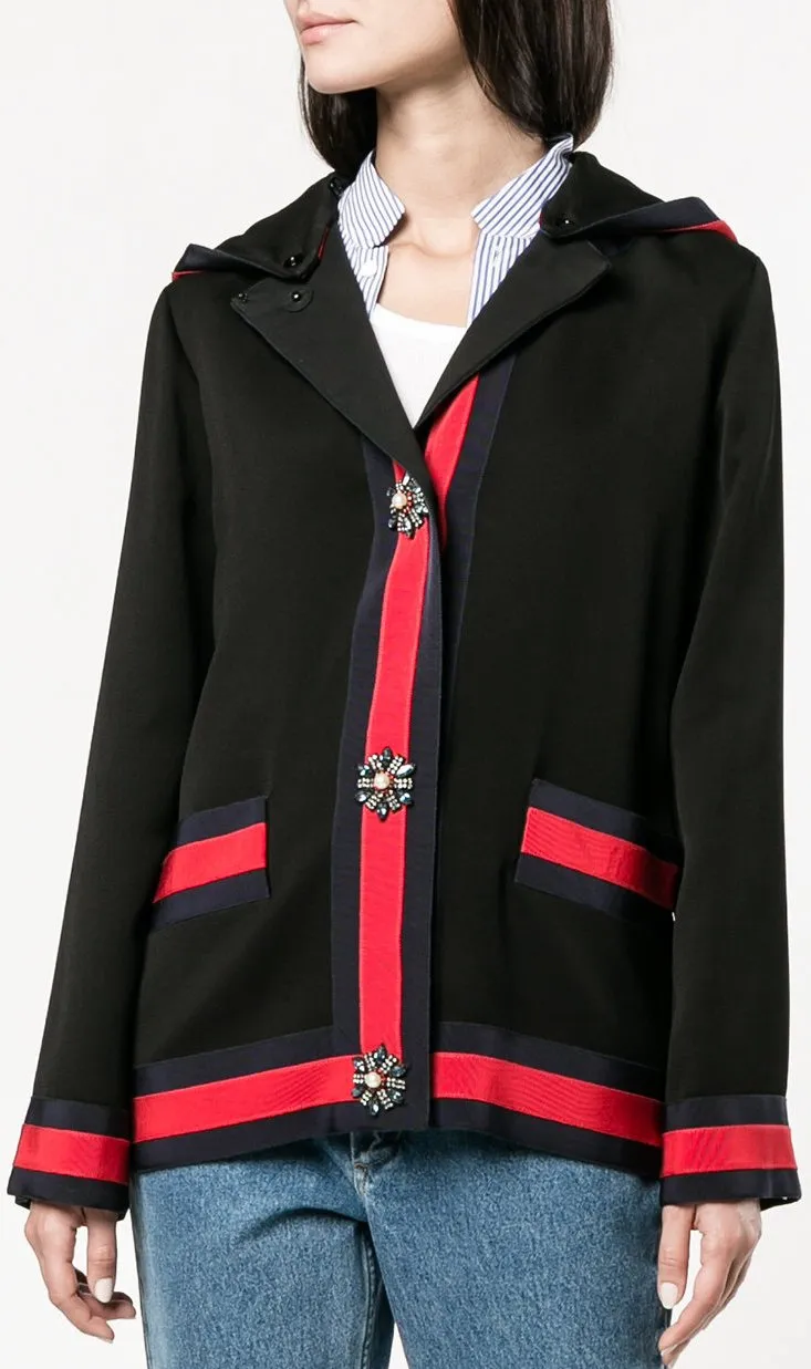 Hooded Knit Cardigan-Jacket, Black