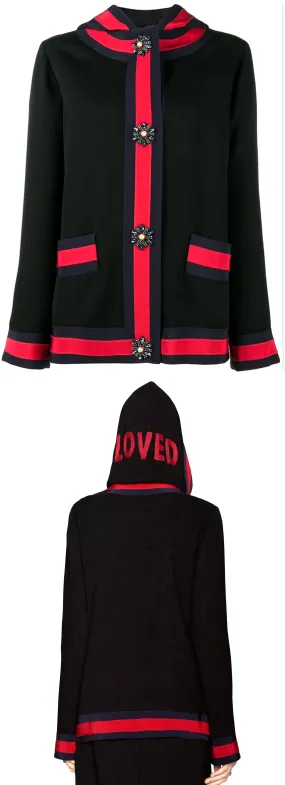 Hooded Knit Cardigan-Jacket, Black