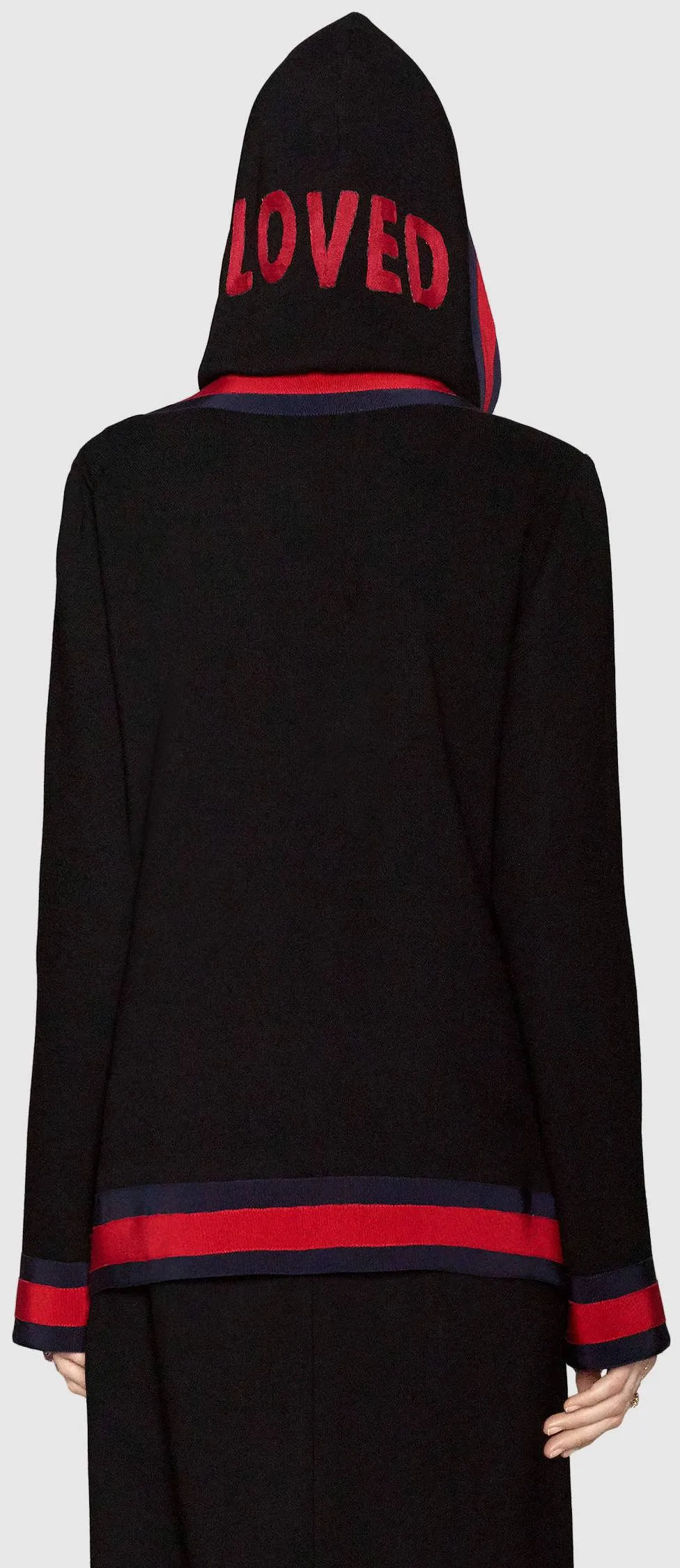 Hooded Knit Cardigan-Jacket, Black
