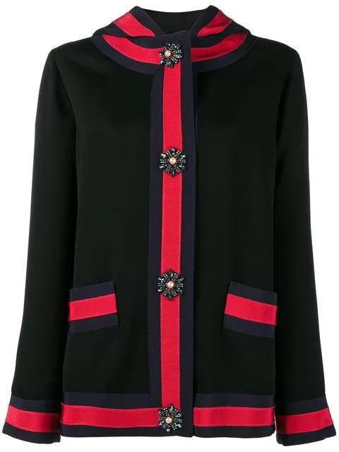 Hooded Knit Cardigan-Jacket, Black