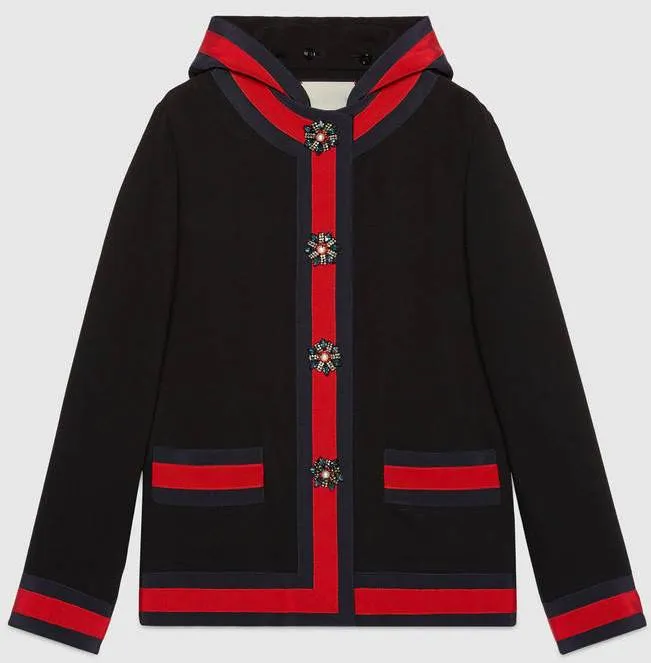 Hooded Knit Cardigan-Jacket, Black