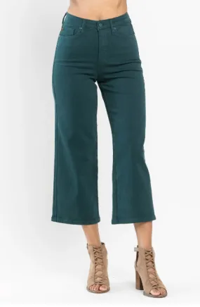 Judy Blue Teal Cropped Wide Leg Jean
