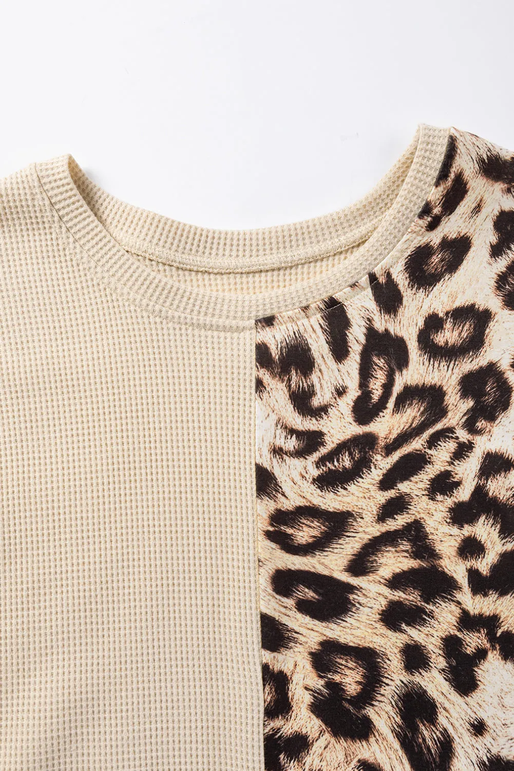 Leopard Colorblock Waffle Knit Top