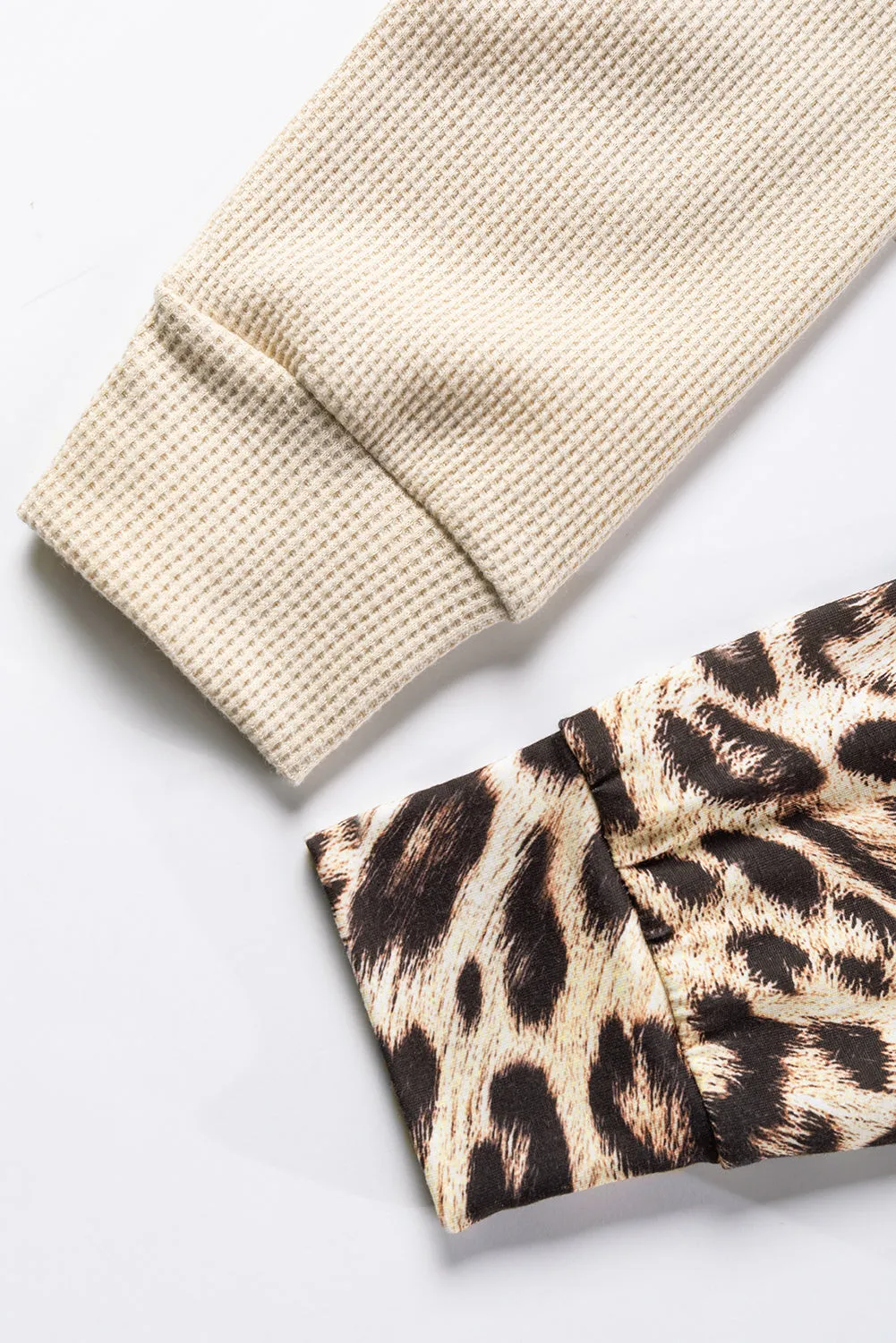 Leopard Colorblock Waffle Knit Top