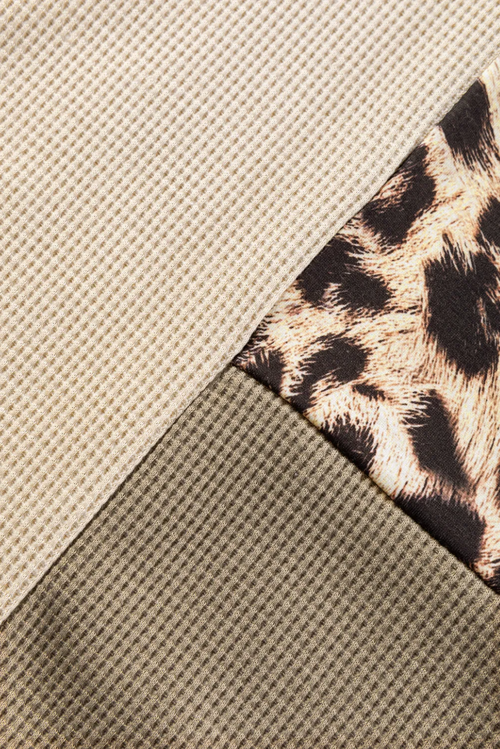 Leopard Colorblock Waffle Knit Top