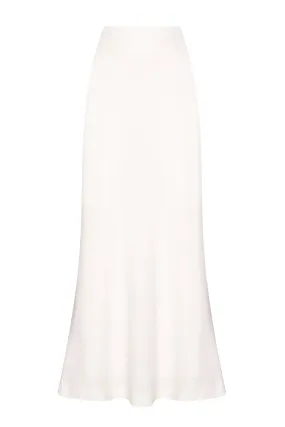 Long Bias Cut Summer Skirt in Ivory Crepe Cady - Maxine