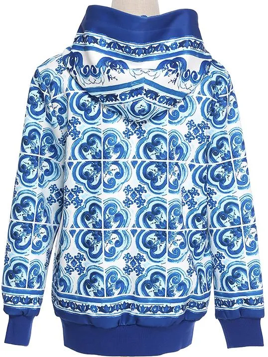 'Majolica' Print Hooded Jacket