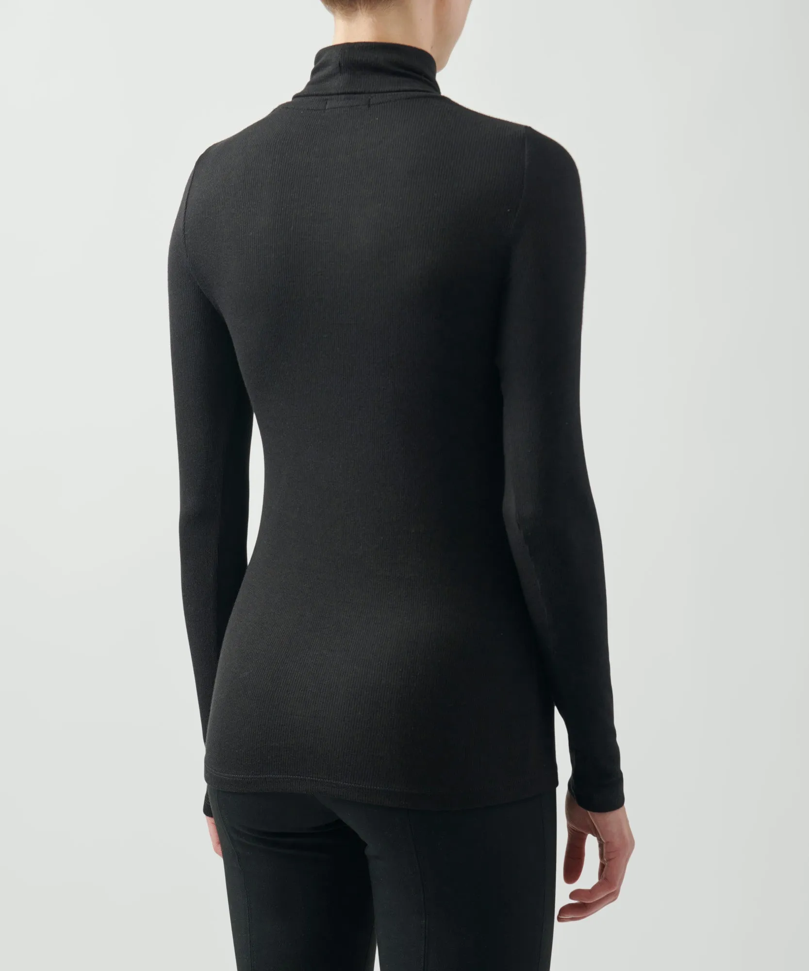 Modal Rib Turtleneck - Black