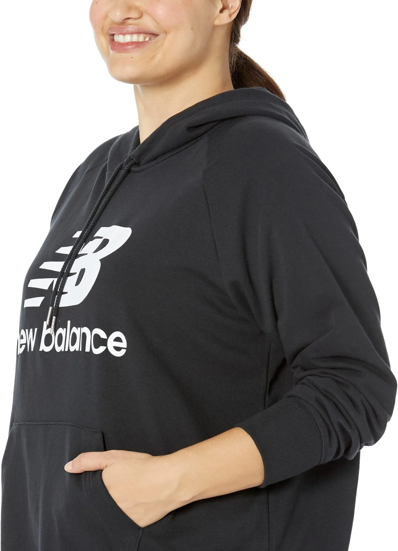New Balance Plus Size Essentials Hooded Pullover, Black