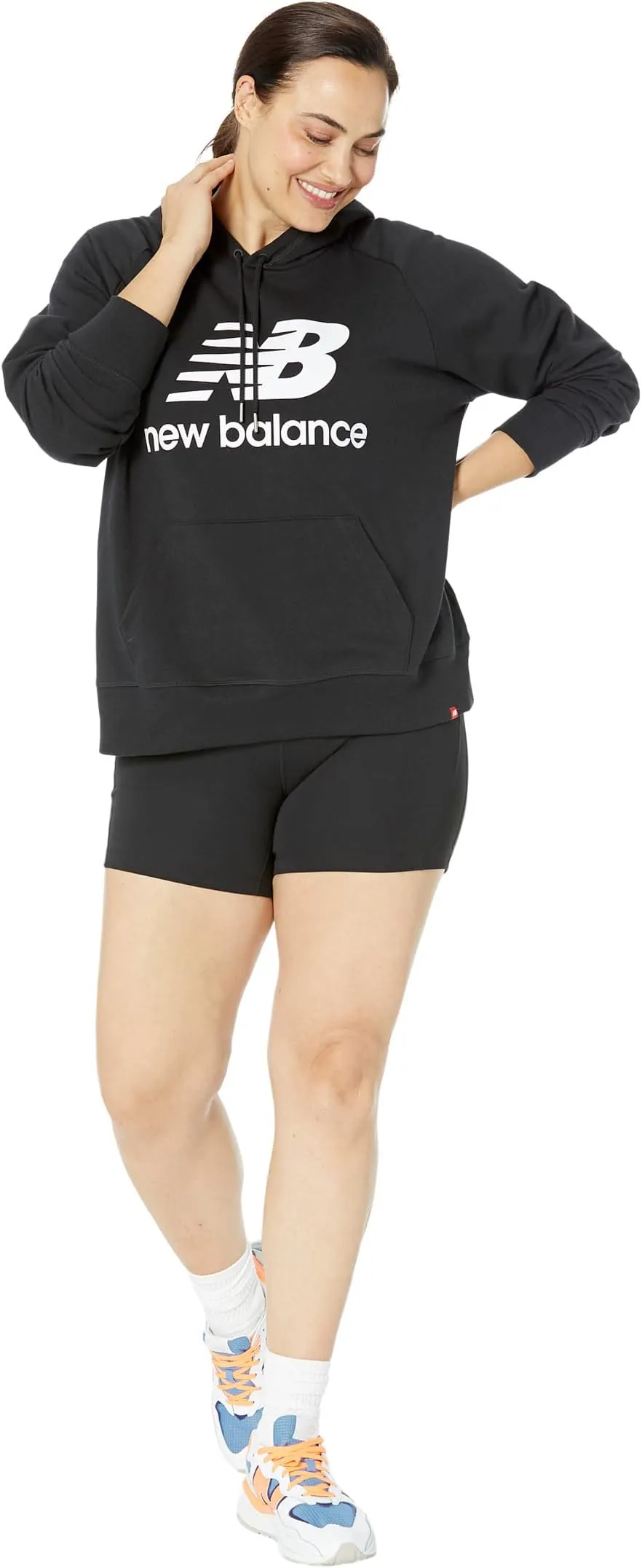 New Balance Plus Size Essentials Hooded Pullover, Black
