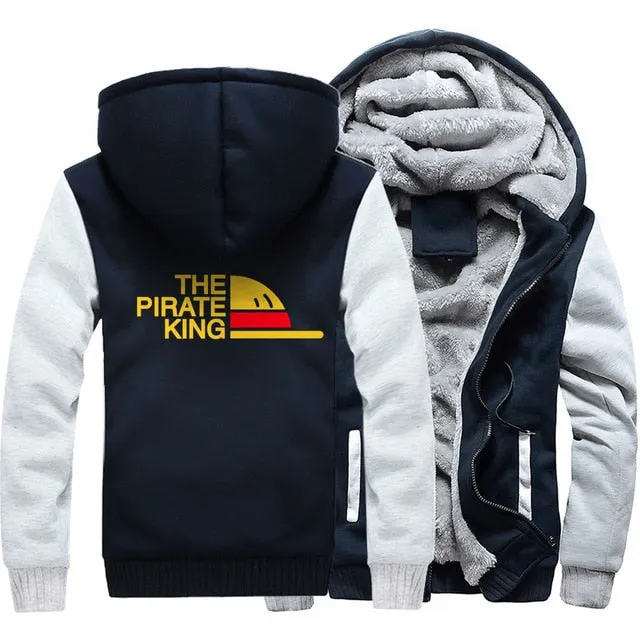 One Piece Japanese Anime Clothes sweatshirt fashion Brand tracksuits wool liner winter 2019 thicken black white gray jackets Men