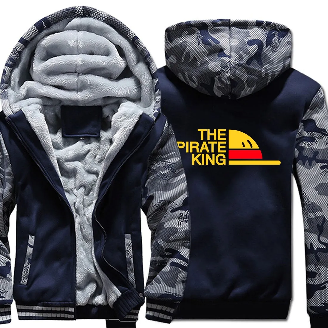 One Piece Japanese Anime Clothes sweatshirt fashion Brand tracksuits wool liner winter 2019 thicken black white gray jackets Men