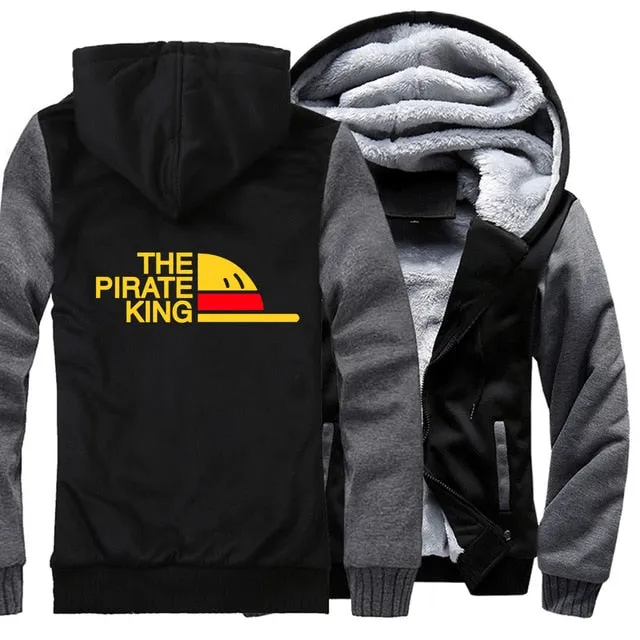 One Piece Japanese Anime Clothes sweatshirt fashion Brand tracksuits wool liner winter 2019 thicken black white gray jackets Men