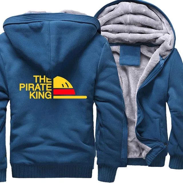 One Piece Japanese Anime Clothes sweatshirt fashion Brand tracksuits wool liner winter 2019 thicken black white gray jackets Men