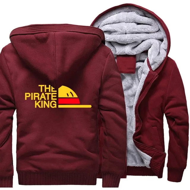 One Piece Japanese Anime Clothes sweatshirt fashion Brand tracksuits wool liner winter 2019 thicken black white gray jackets Men