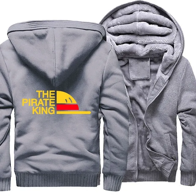 One Piece Japanese Anime Clothes sweatshirt fashion Brand tracksuits wool liner winter 2019 thicken black white gray jackets Men