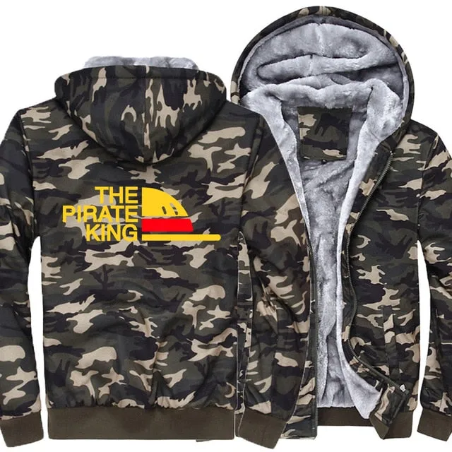 One Piece Japanese Anime Clothes sweatshirt fashion Brand tracksuits wool liner winter 2019 thicken black white gray jackets Men