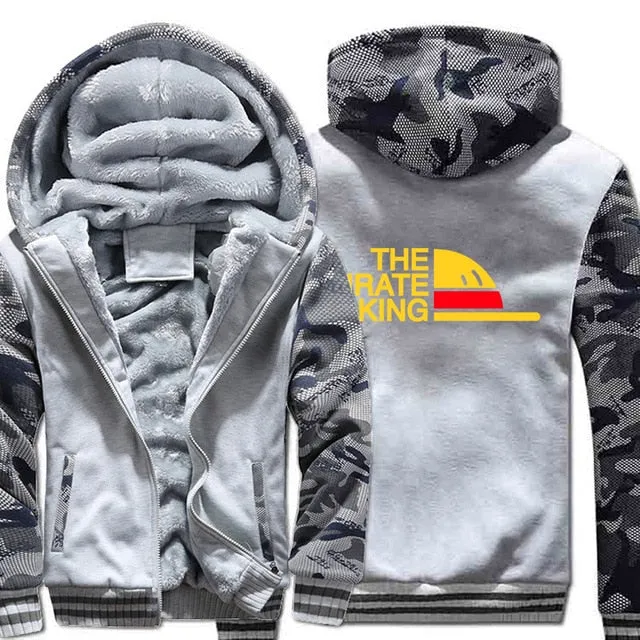 One Piece Japanese Anime Clothes sweatshirt fashion Brand tracksuits wool liner winter 2019 thicken black white gray jackets Men