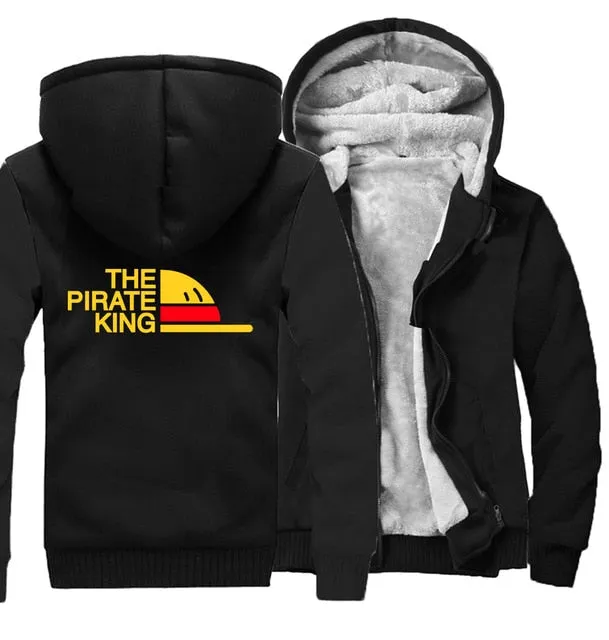 One Piece Japanese Anime Clothes sweatshirt fashion Brand tracksuits wool liner winter 2019 thicken black white gray jackets Men
