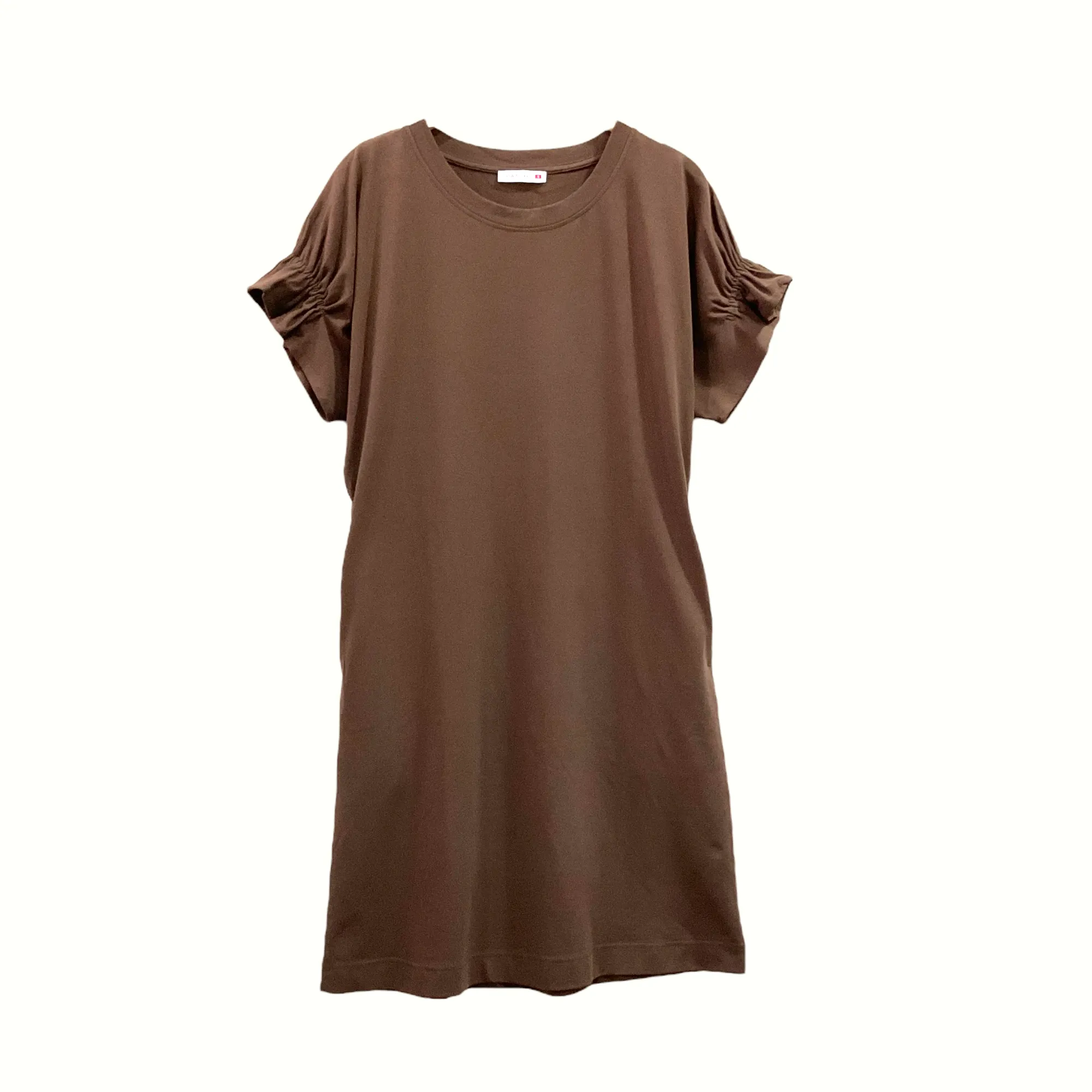 Patch Casual Short Sleeve Round Neck With Pocket Cotton Dress