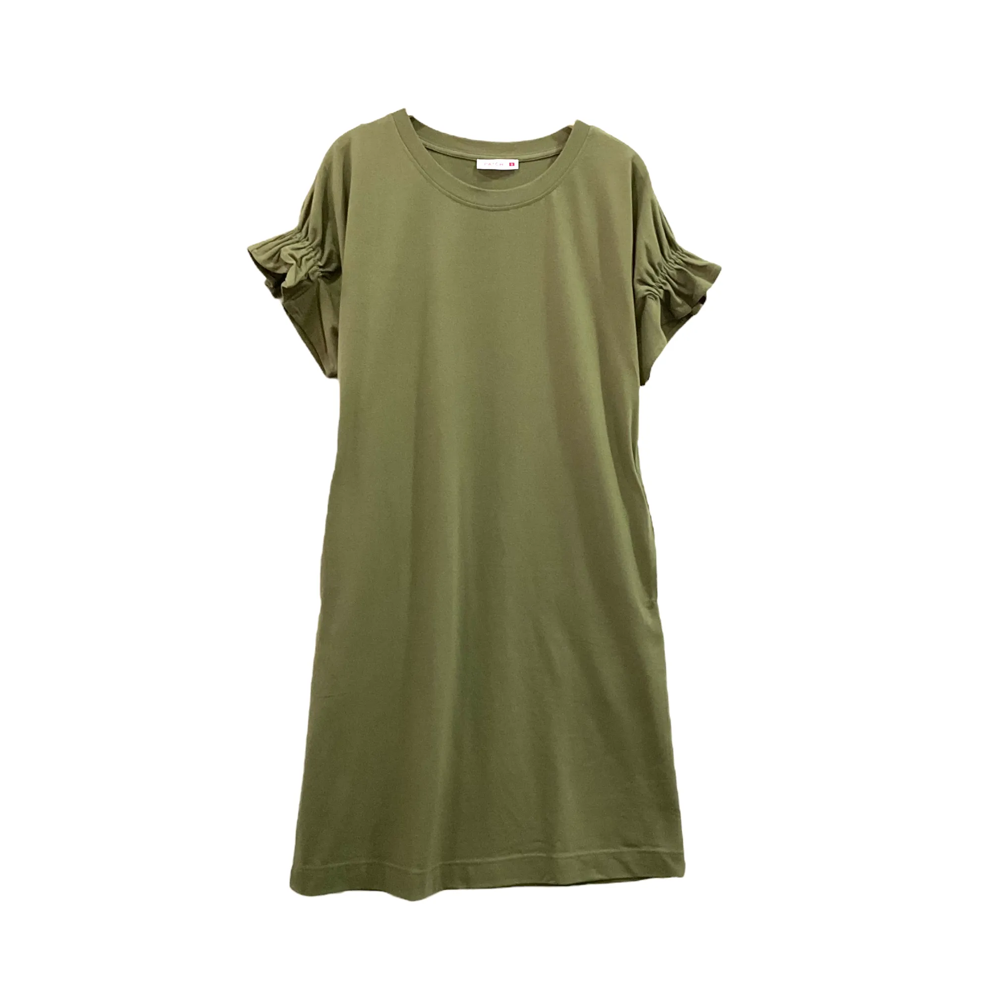 Patch Casual Short Sleeve Round Neck With Pocket Cotton Dress