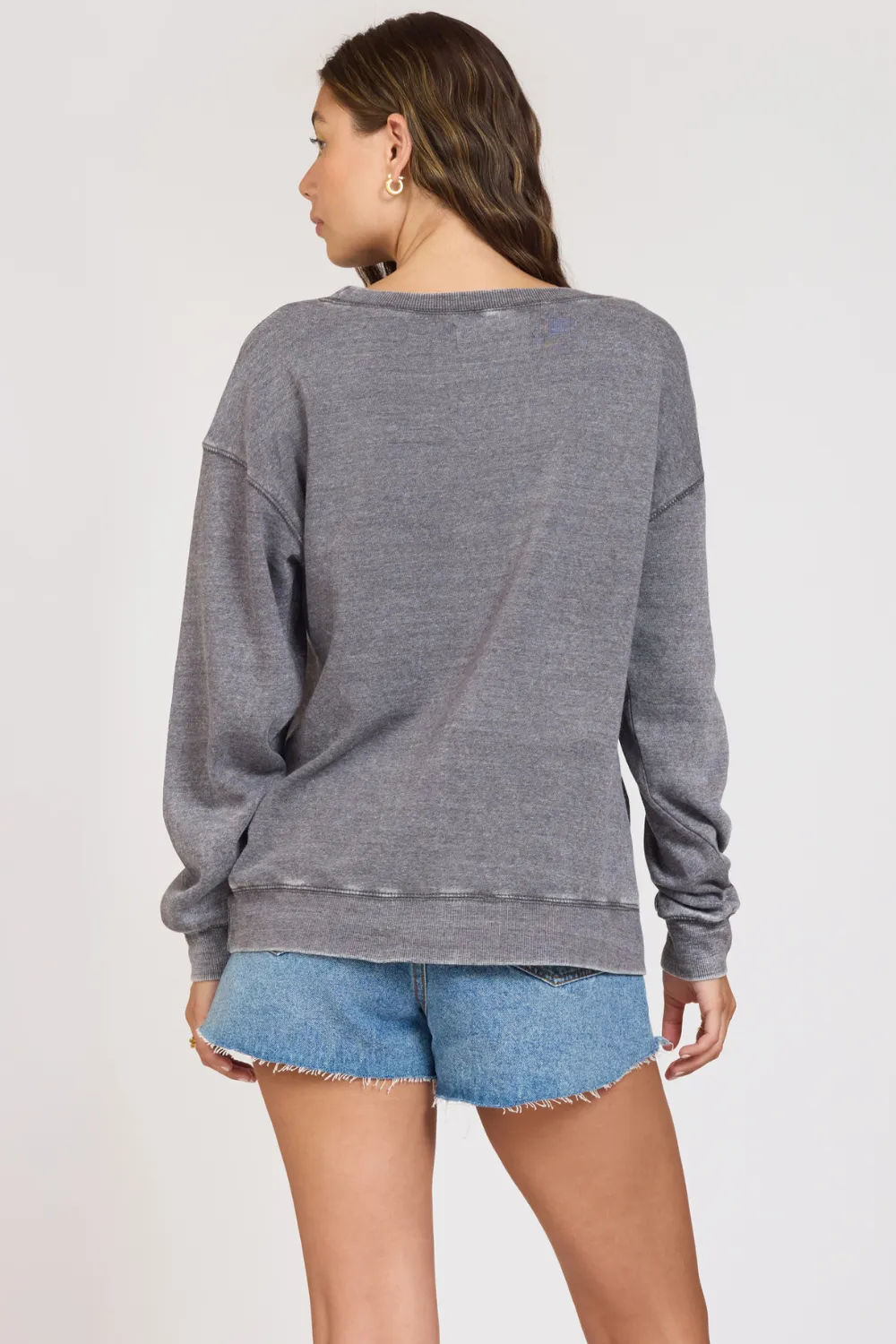 "Summer High" Steel Grey Burnout Fleece Crewneck