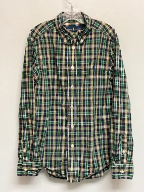 Ralph Lauren Size 10 Green & Navy Plaid Cotton Big Boys Shirts & Polos