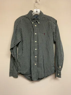 Ralph Lauren Size 12 Green & Navy Plaid Cotton Big Boys Shirts & Polos