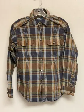 Ralph Lauren Size 8 Navy & Gray Plaid Cotton Big Boys Shirts & Polos