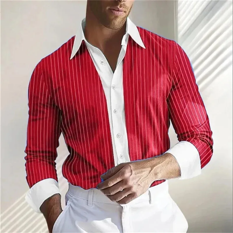 Striped Men's Shirt 8 Color Spring Summer Fall 3D Printed Long Sleeve Shirt Soft And Comfortable Men Everyday Oversized Top