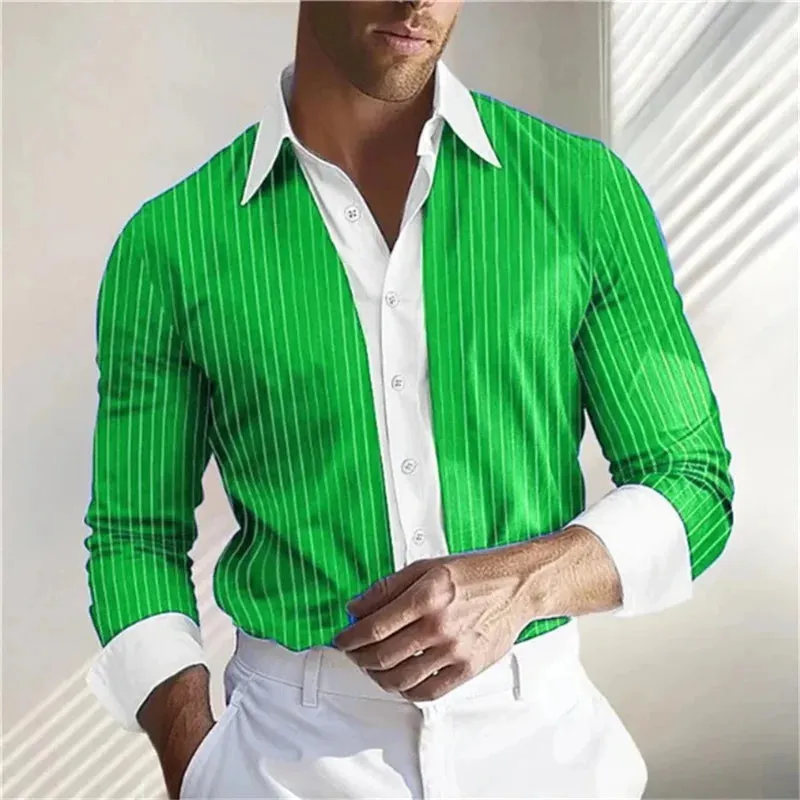 Striped Men's Shirt 8 Color Spring Summer Fall 3D Printed Long Sleeve Shirt Soft And Comfortable Men Everyday Oversized Top