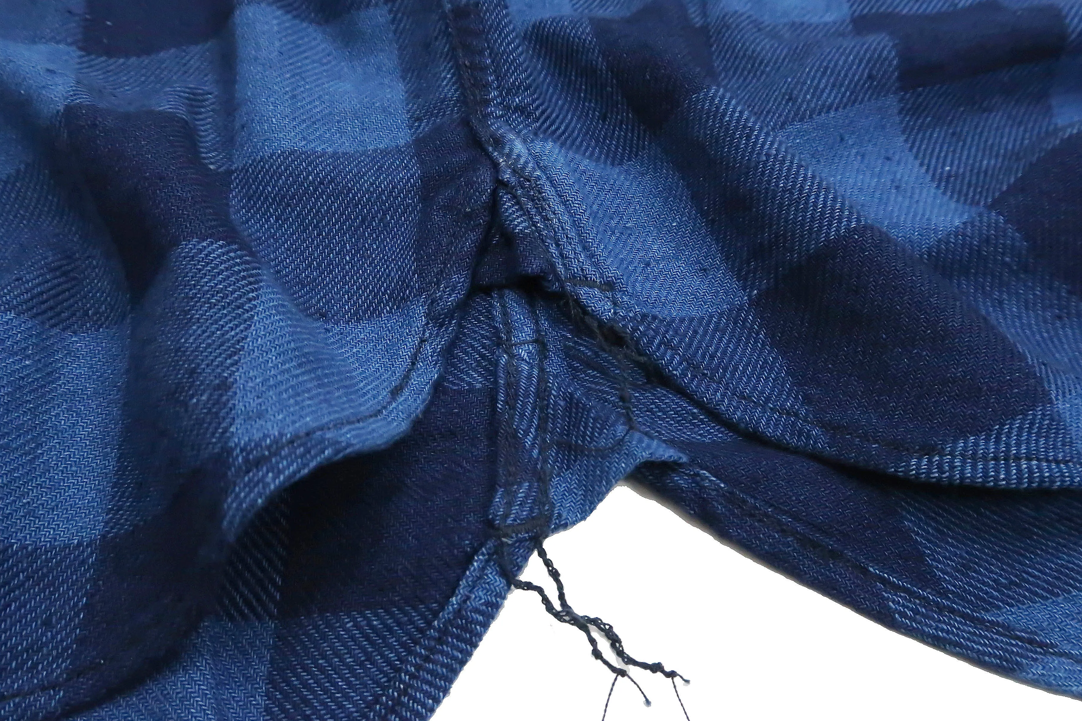 Studio D'artisan Shirt Men's Yarn-Dyed Indigo Plaid Short Sleeve Button Up Shirt 5674