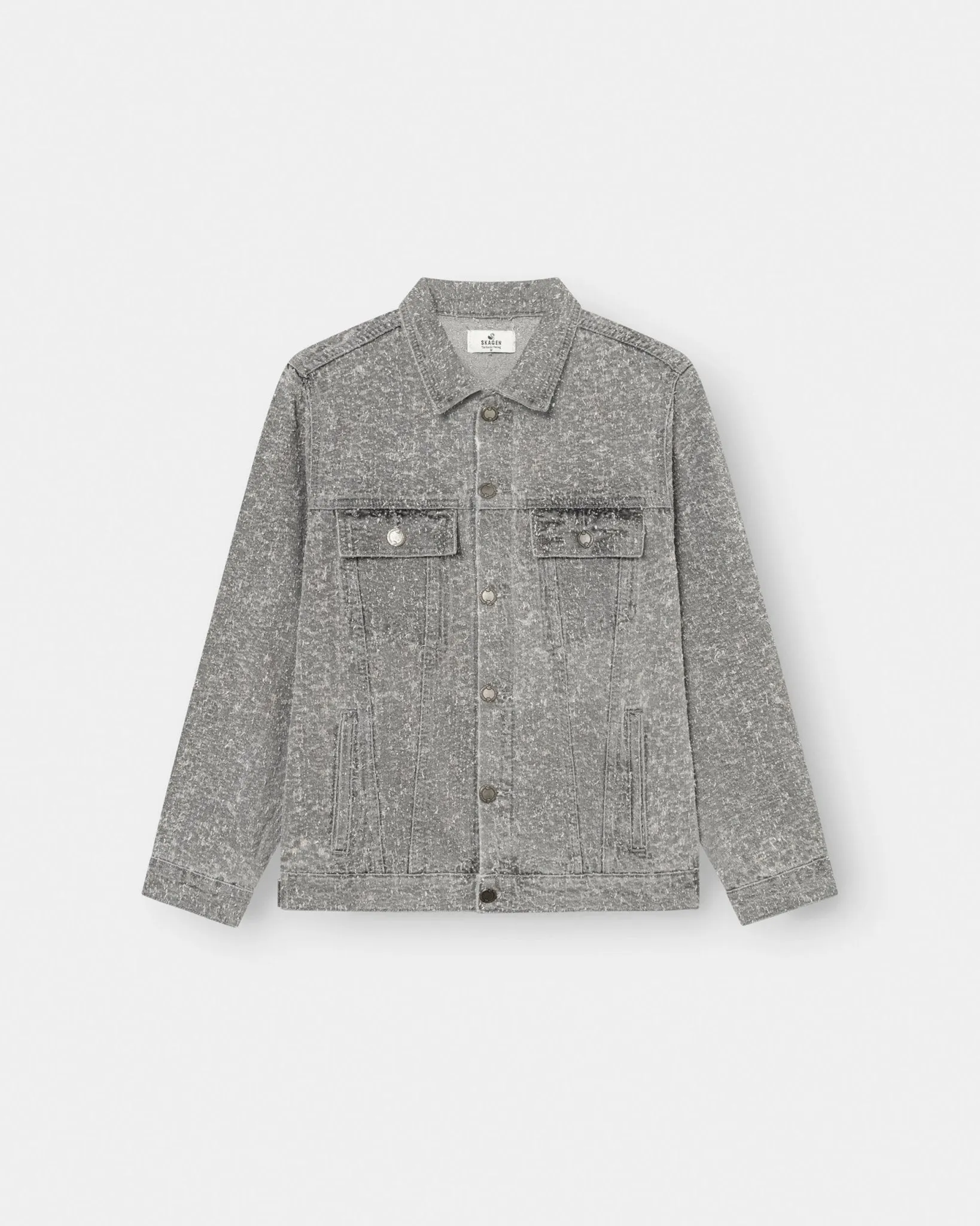 Textured Denim Jacket Grey