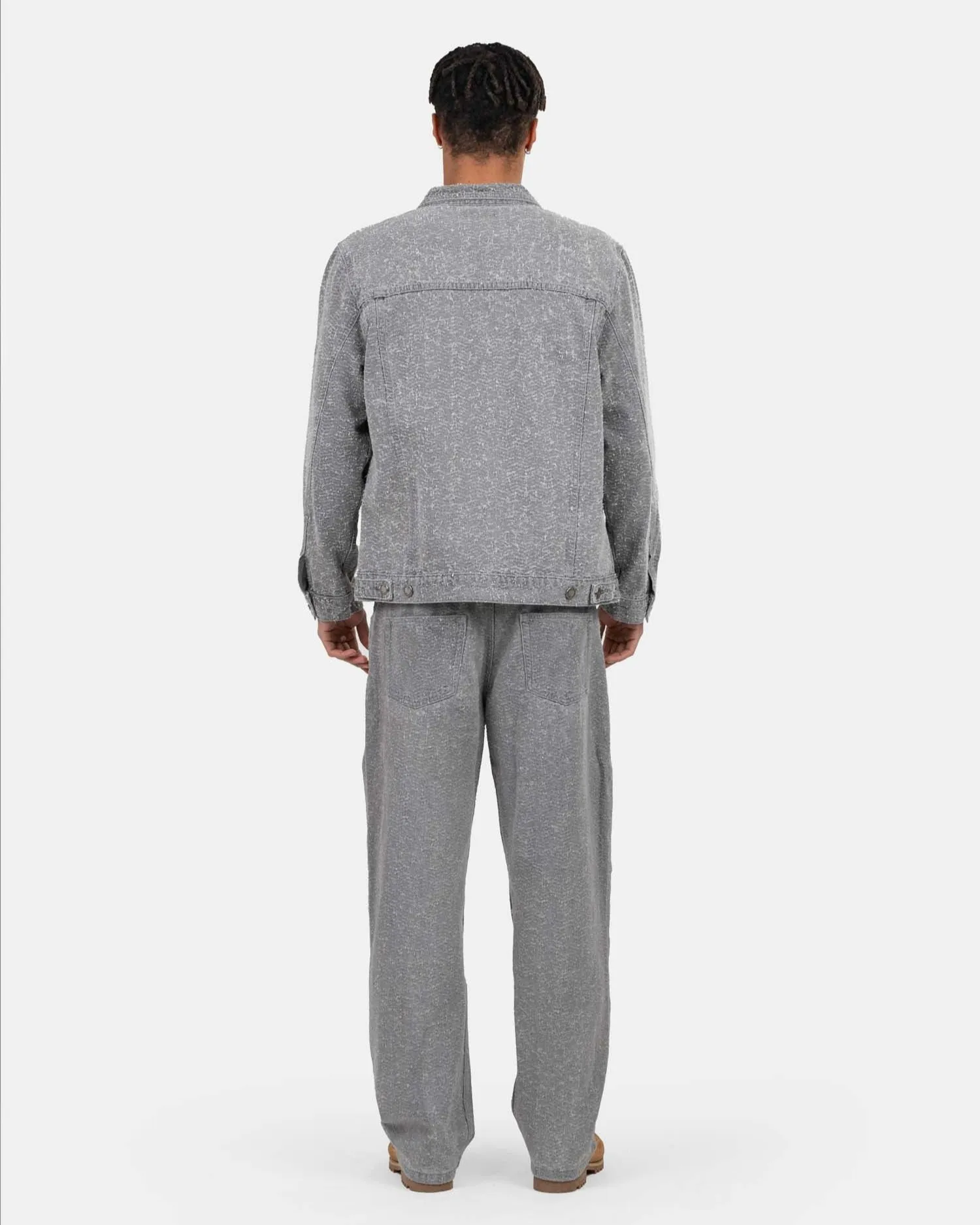 Textured Denim Jacket Grey