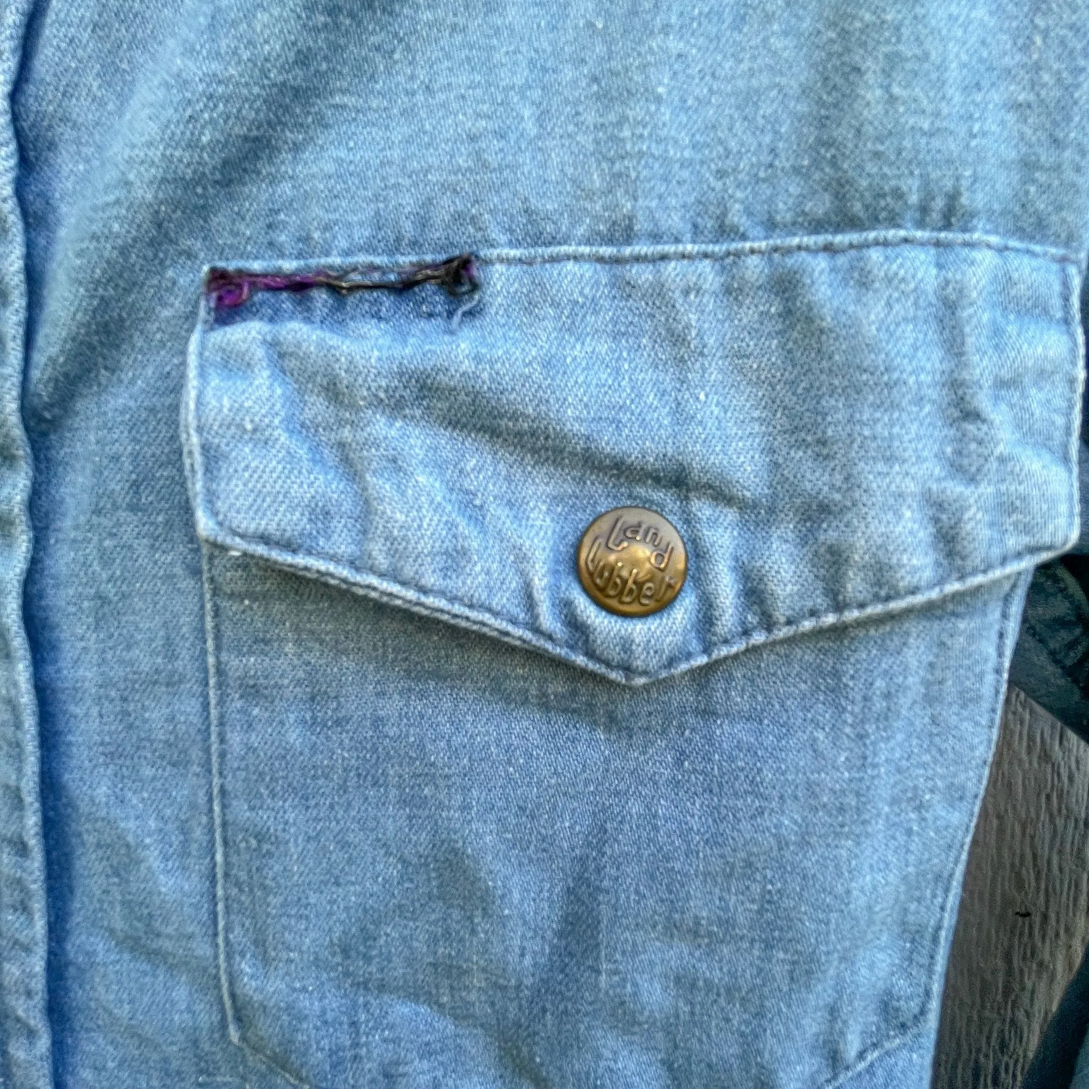 Vintage 60s Landlubber Denim Shirt, Kids 14, Womens S/XS