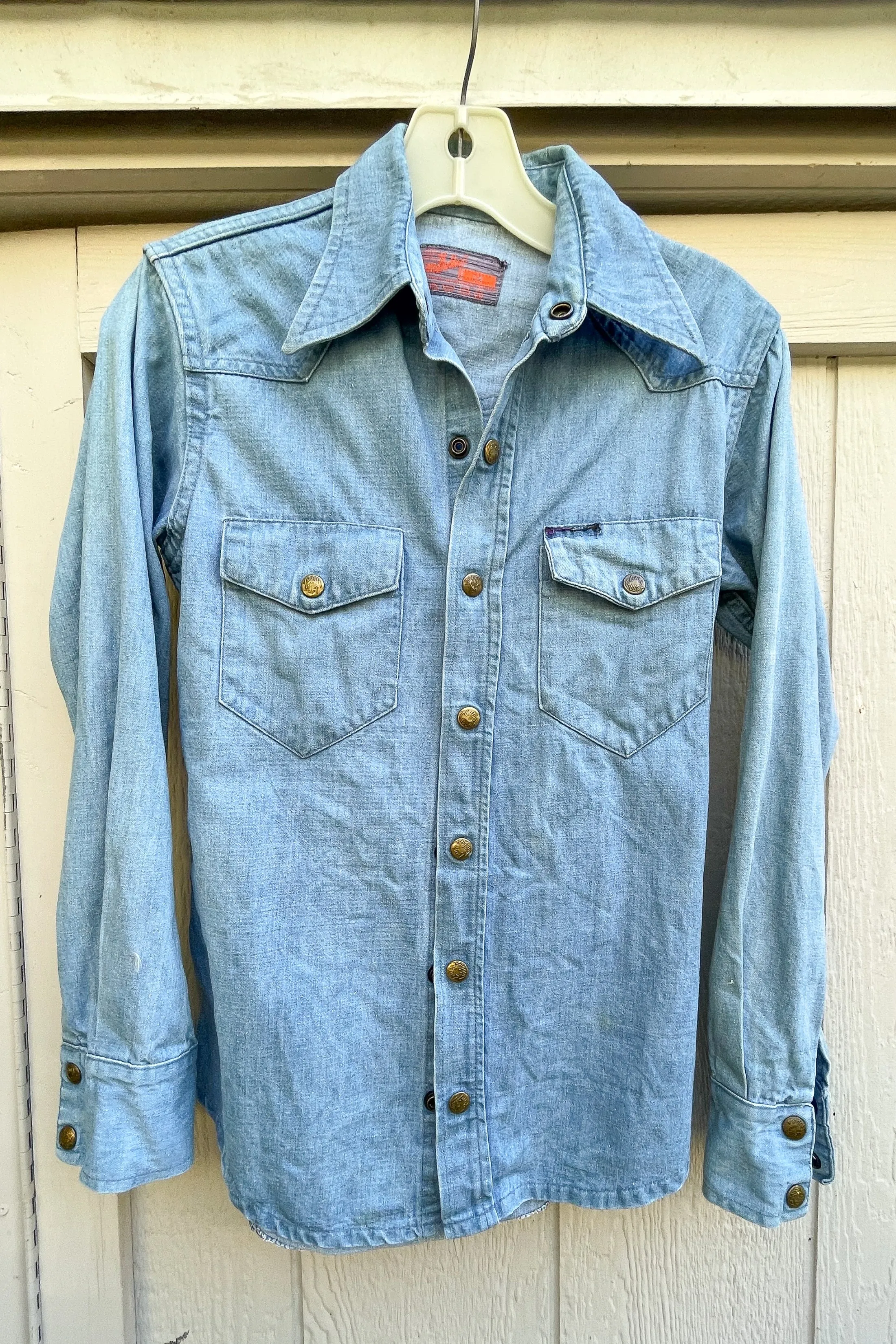 Vintage 60s Landlubber Denim Shirt, Kids 14, Womens S/XS