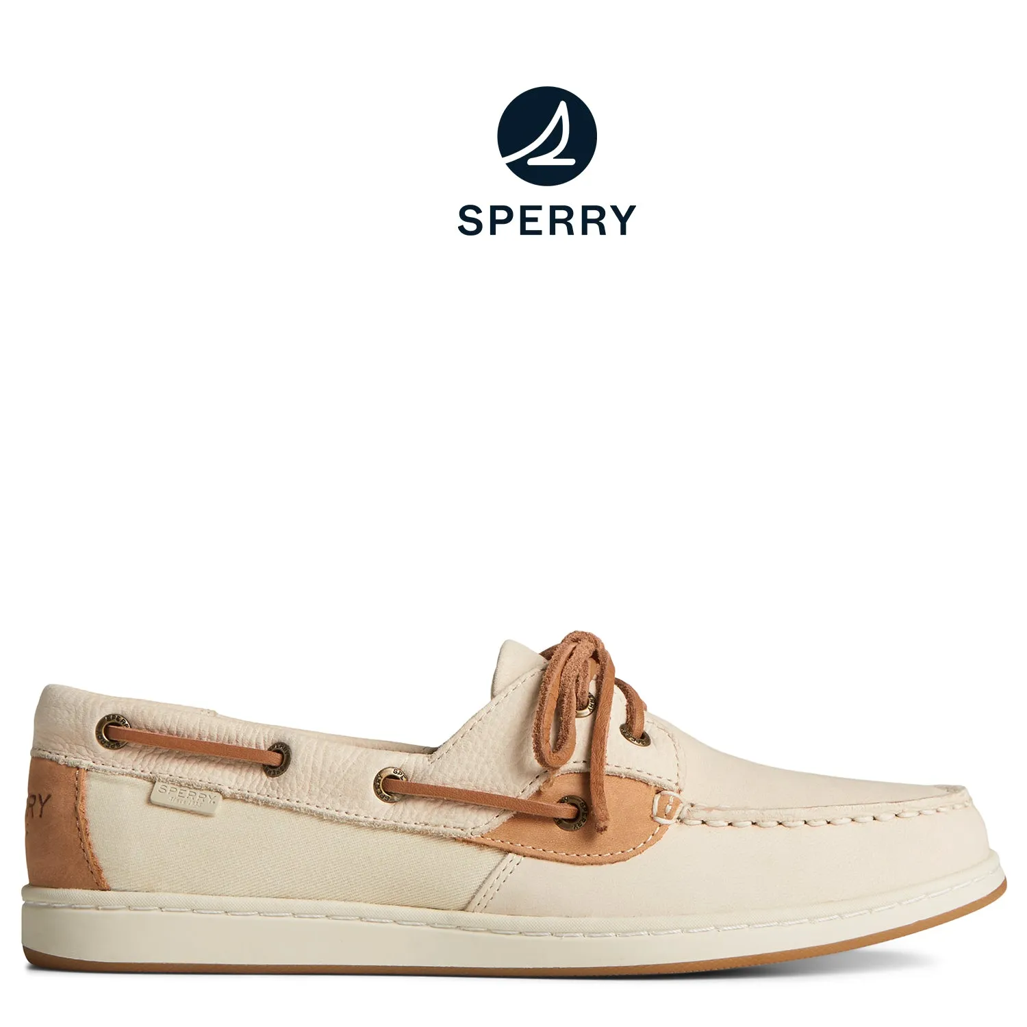 Women's CoastFish Textured Leather Boat Shoe Off White (STS89138)