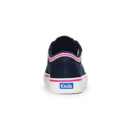 Women's Jump Kick Rib Knit Collar Sneaker Navy / Pink (WF67407)